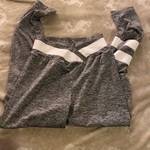 Gray & white leggings